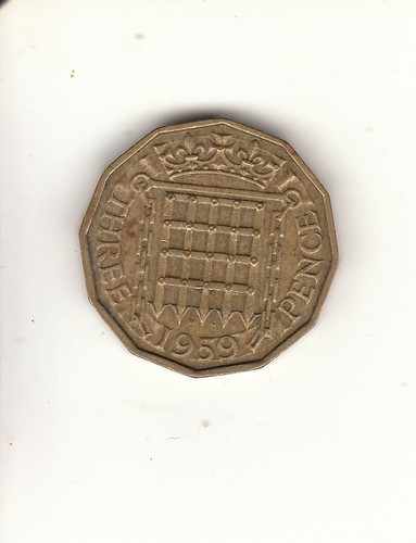 1959 three pence - pence, queen