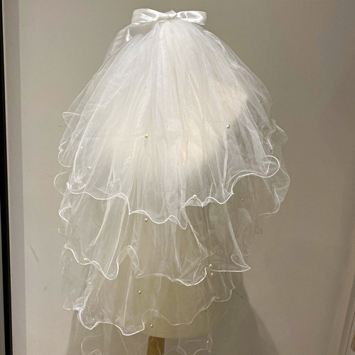 White short net wedding - wedding, veil