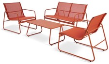 Habitat Cali 4 Seater Metal Patio Set Orange Stylish Outdoor Furniture