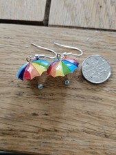 Novelty silver plated drop hook umbrella  earrings
