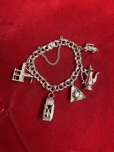 Sterling silver charm bracelet - sterling,