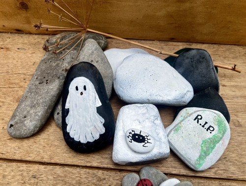 Halloween river stones - river,