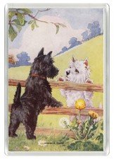 SCOTTISH & WESTIE TERRIER DOG ART PRINT NOVELTY FRIDGE MAGNET   GREAT GIFT