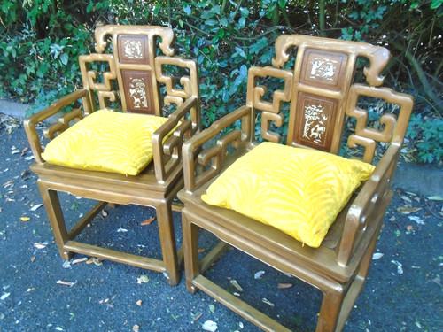 Pair chinese hardwood - a,