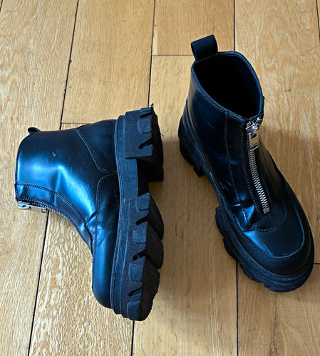Ganni black leather ankle - black,