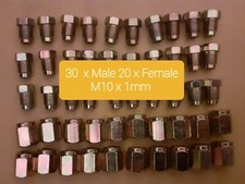 50 x Brake Pipe Fittings M10 x 1mm 30 x Male 20 x Female Metric Nuts 3/16