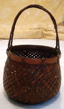Vintage Traditional Handmade Bamboo Cane Woven Wicker Flower Basket Gift