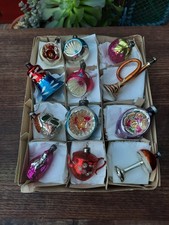 VINTAGE CHRISTMAS BAUBLES MERCURY GLASS, CONCAVE RARE SHAPES