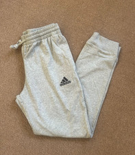 Adidas tracksuit bottoms Mens Medium Grey Joggers Sweatpants Drawstring New