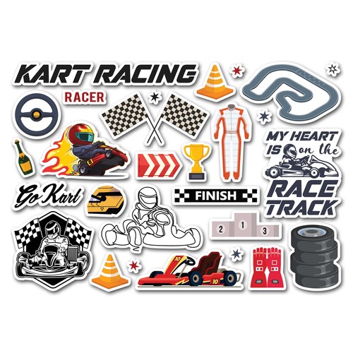 Sticker sheet kart racing - sticker,