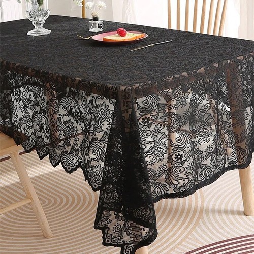 Black french lace tablecloth - french,