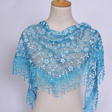 Mantilla Scarf Shawl Tassel Multicolors 2pcs Lace Sheer Triangle Veil Church