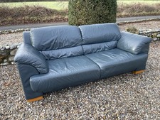 Italian Leather Sofa - Blue /