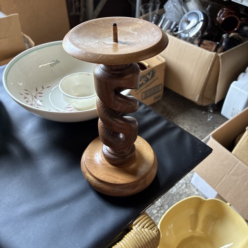 Vintage wooden taper candle - vintage,