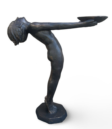 Deco girl bird bath - bird,