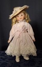 Classique Collection ' Jessica ' Porcelain Doll 16" Tall, Pink Lacey Dress
