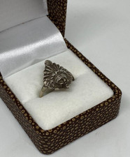 Sterling Silver Native American Indian Chief Ring Size U Head Dress 925 Gents