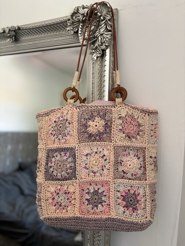 Vintage crochet raffia straw - crochet,