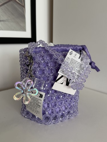 Zara lilac beaded bag - lilac, with