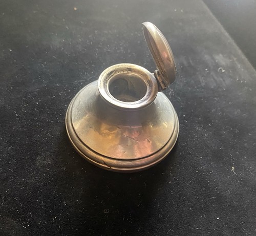Antique silver capstan inkwell - capstan,