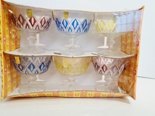VINTAGE RETRO V M C REIMS FRANCE 6 x SUNDAE DESSERT DISHES IN ORIGINAL BOX