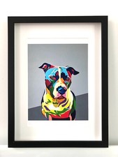 Limited edition giclee art print DOG pop art abstract contemporary modern FRAMED