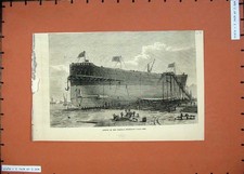 Old Antique Print Launch Ship