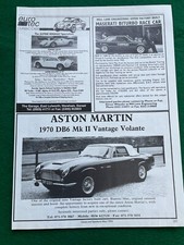 ASTON MARTIN 1970 DB6 MK II VANTAGE VOLANTE DNP 133H  ADVERT A4 FILE 47