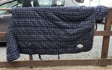 Rhinegold 6’3 Medium Weight Stable Rug Navy Chequered Pattern 6'3