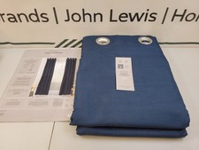 John Lewis Navy Faux Silk Eyelet Blackout Curtains Pair W228 x D182cm RRP £150