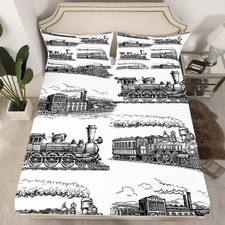 Train fitted sheet - train, double