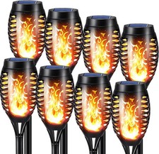 8 x Solar Powered Dancing Flame LED Garden Lights Outdoor Lawn Path Courtyard