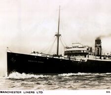 Manchester Liners Ltd SS Manchester Division ocean liner steam ship RPPC vintage