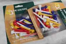 2 Packs 30 LONG Plastic Golf Tees Height Approx 50mm For Rescue Clubs/Irons Etc.