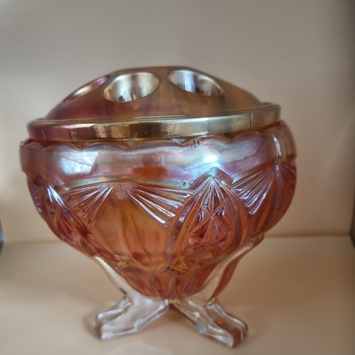 Flower frog amber glass with - glass,