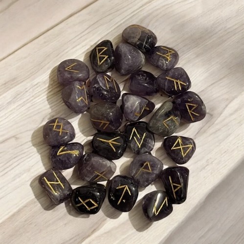 Amethyst crystal rune stones - crystal,