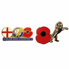 New Millwall Remembrance P0ppy Badge Set, Millwall & England Football Pin Badge