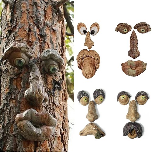 Tree face sculpture funny - tree,