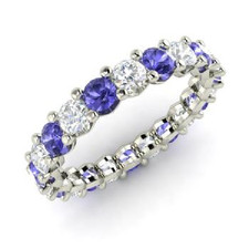 2.54 Ct Natural Gemstone Tanzanite & Diamond Anniversary Proposal Eternity Band
