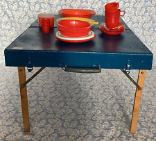 Vintage 2-in-1 Folding Picnic Basket Table Unique OOAK Caravan Holiday Tiny Home