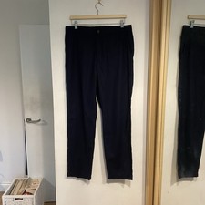 Men’s Uniqlo Navy Linen/ Cotton Blend Trousers With Elasticated Waist 30-31”