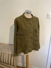 Size M 12 , 14,16 Linen Short Jacket Army Green, Boxy Style By Zara