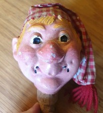 Vintage French 1950s 60s Papier Mâché Bottle Stopper Wine Cork Caricature Head