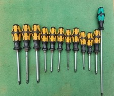 11 various wera heavy duty chisel screwdrivers plus 1 wera  long screwdriver. 