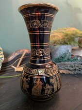 Neofitou Greek Black & Gold Vase – 24K Gold Decoration Hand Made in Greece 19cm