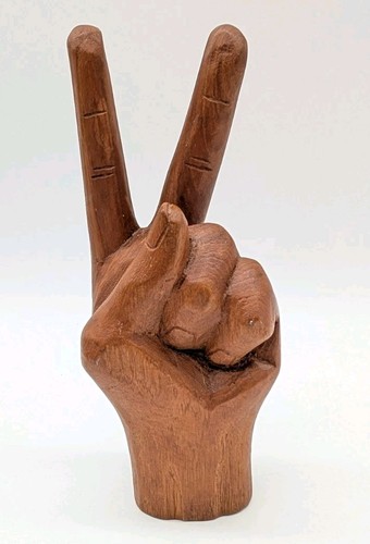 Vintage carved wood hand - vintage, peace