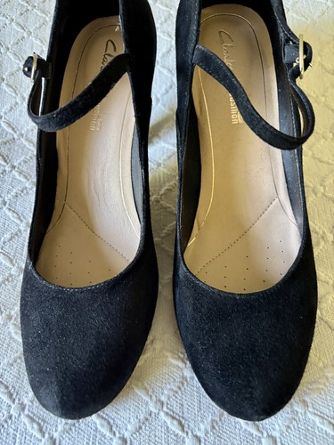 Clarks black suede mary - suede, jane