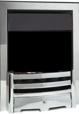 REPLACEMENT GAS FIRE POLISHED CHROME CAST IRON 16" FRET 3 PIECE MAGNETIC TRIM 