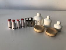 Vintage Dolls House kitchen Milk Bottles, Crate & Jars bundle