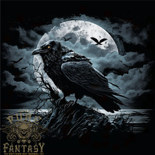 Raven & Ocean Full Moon Crow Viking Mens T-Shirt 100% Cotton